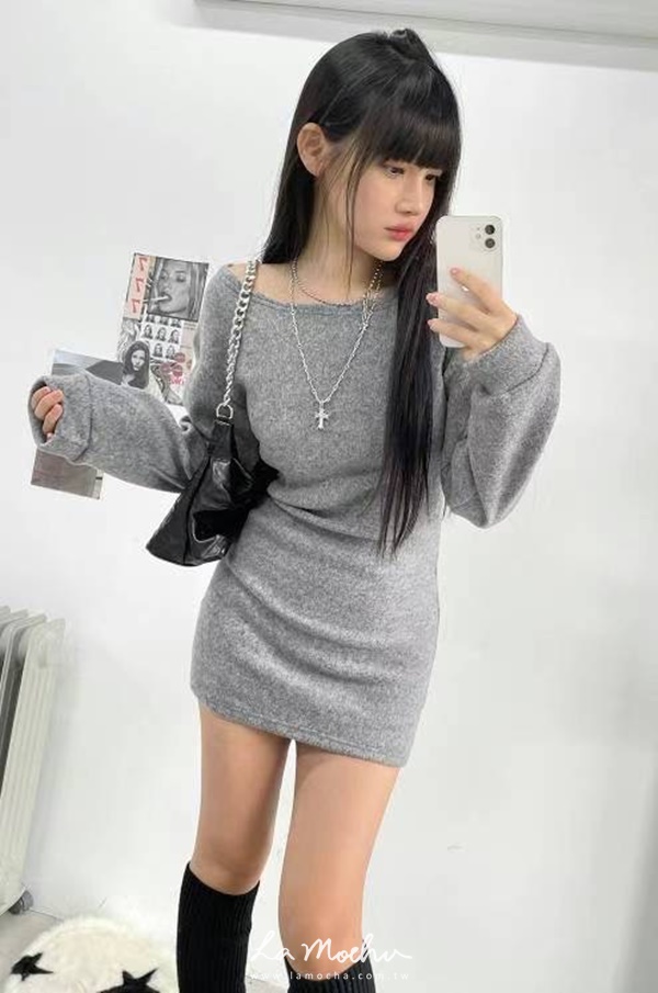 素色連身裙